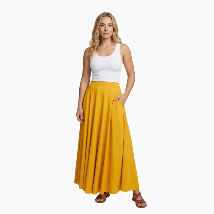 Women's Maxi Skirt with High Waist and Side Pockets