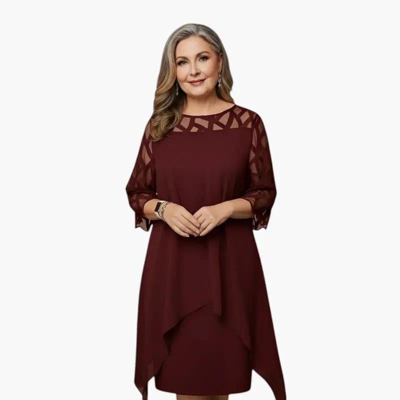 Women's Midi Dress with Adjustable Fit and Long Sleeves
