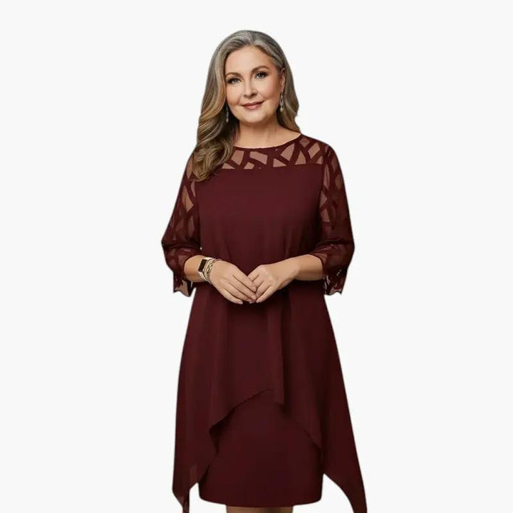 Women's Midi Dress with Adjustable Fit and Long Sleeves