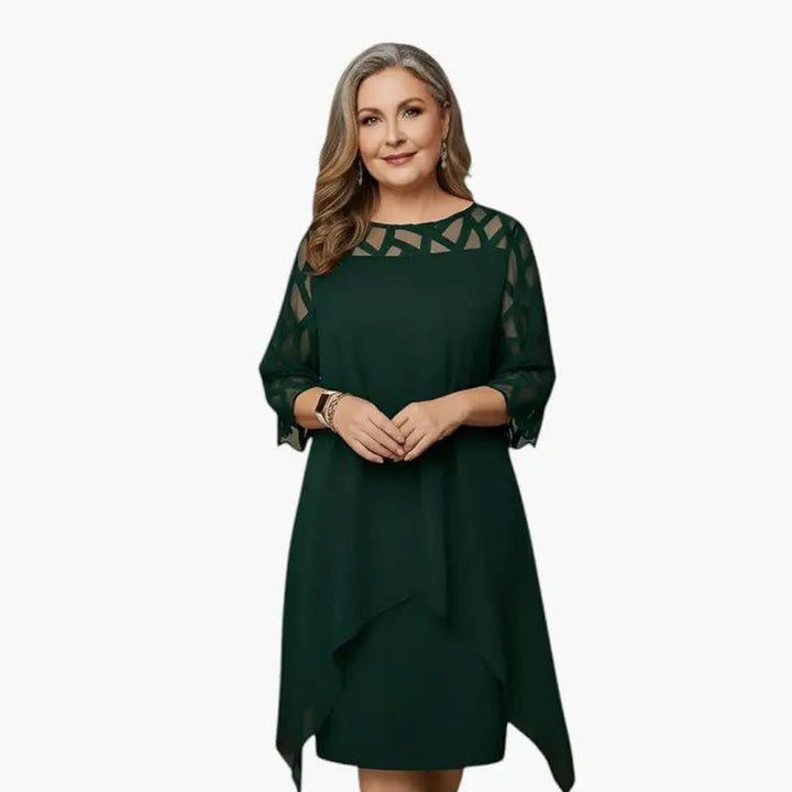 Women's Midi Dress with Adjustable Fit and Long Sleeves