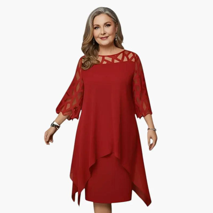 Women's Midi Dress with Adjustable Fit and Long Sleeves