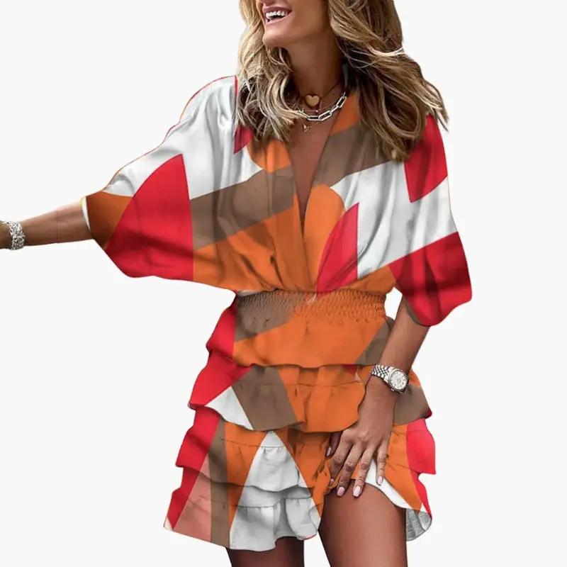 Women's Midi Dress with Elastic Waist and Adjustable Straps