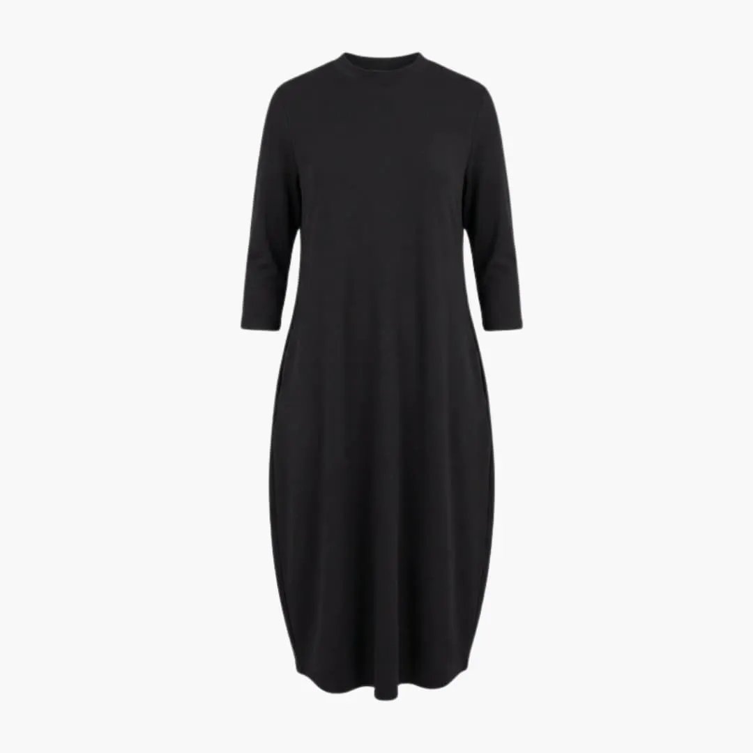 Women’s Midi Dress with Round Neck - Side Pocket