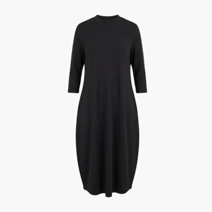 Women’s Midi Dress with Round Neck - Side Pocket