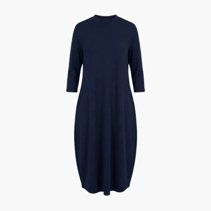 Women’s Midi Dress with Round Neck - Side Pocket