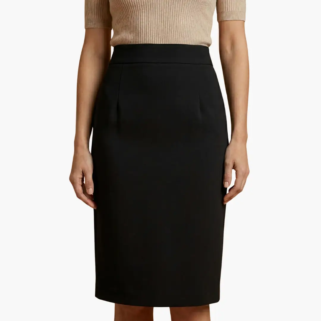 Women's Midi Skirt with Elastic Waistband and Flared Hem