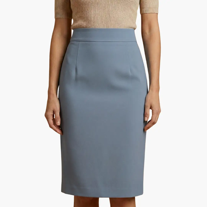 Women's Midi Skirt with Elastic Waistband and Flared Hem