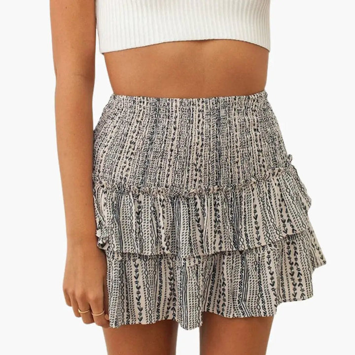 Women's Midi Skirt with Elastic Waistband and Straight Hemline