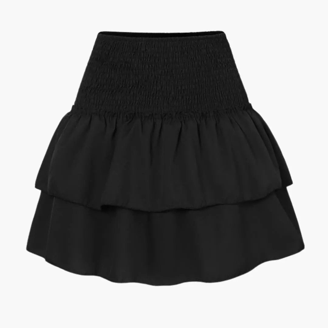 Women's Midi Skirt with Elastic Waistband and Straight Hemline