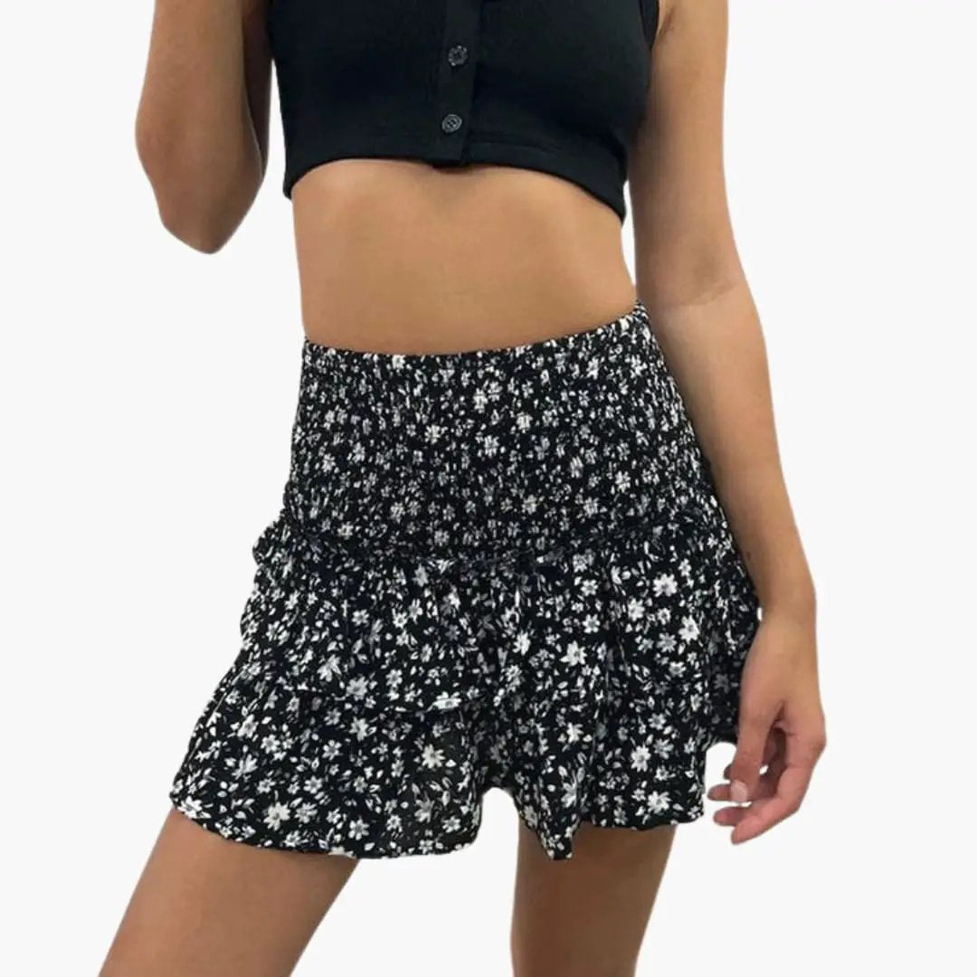 Women's Midi Skirt with Elastic Waistband and Straight Hemline