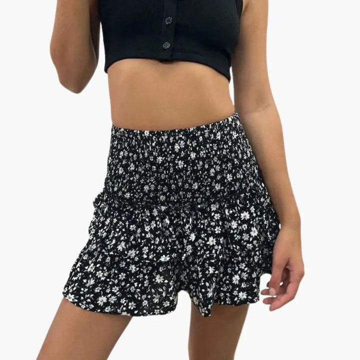 Women's Midi Skirt with Elastic Waistband and Straight Hemline