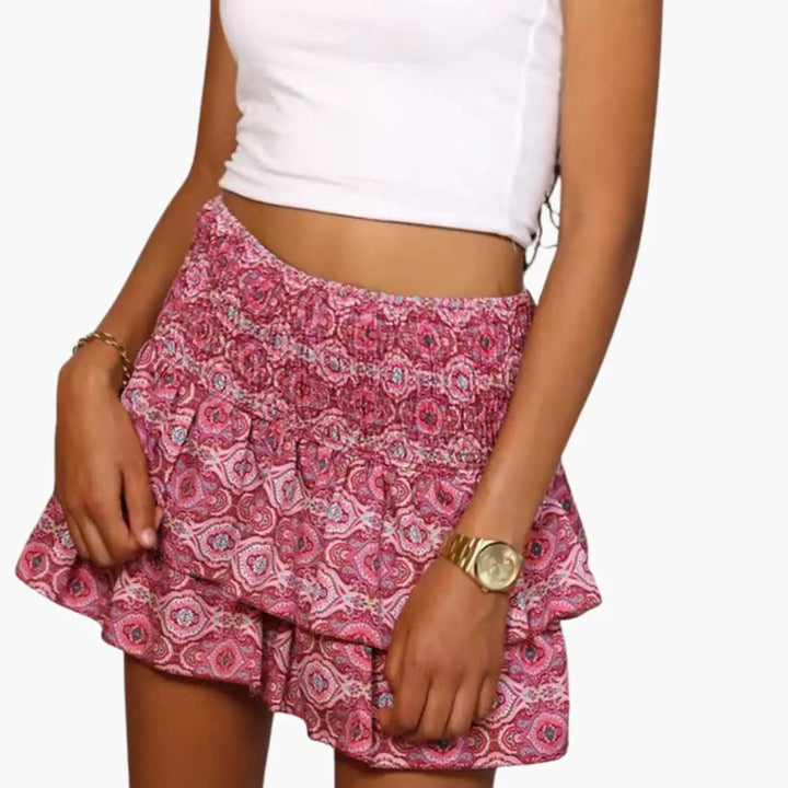 Women's Midi Skirt with Elastic Waistband and Straight Hemline