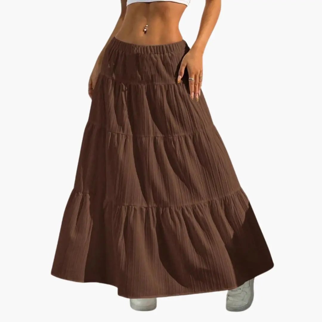 Women's Midi Skirt with Lace-Up Waist and Straight Hem