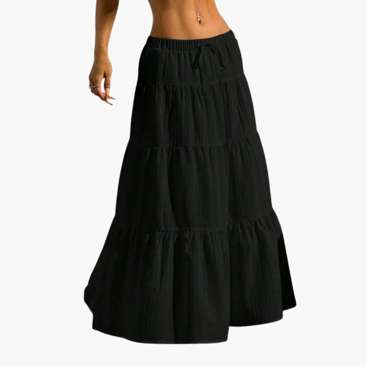 Women's Midi Skirt with Lace-Up Waist and Straight Hem