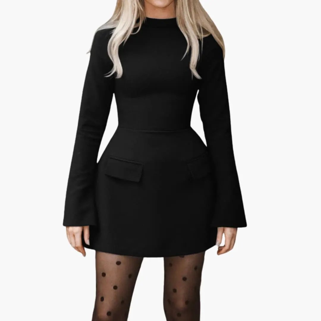 Women’s Mini Dress with Fitted Waist and Wide Sleeves