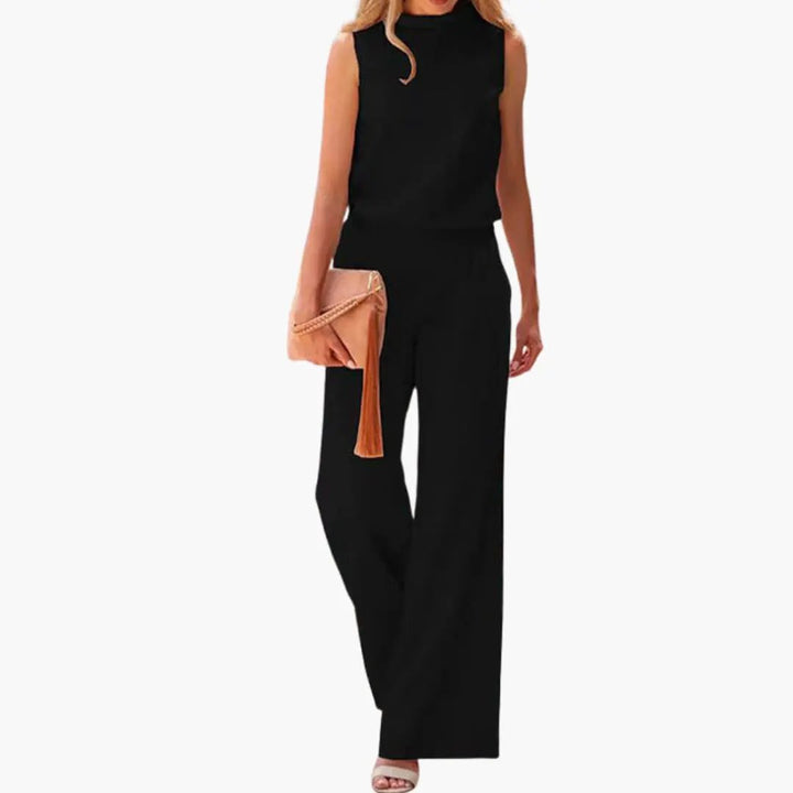 Women's Two-Piece Set with Sleeveless Top and Wide-Leg Pants