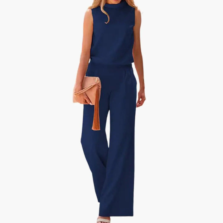 Women's Two-Piece Set with Sleeveless Top and Wide-Leg Pants