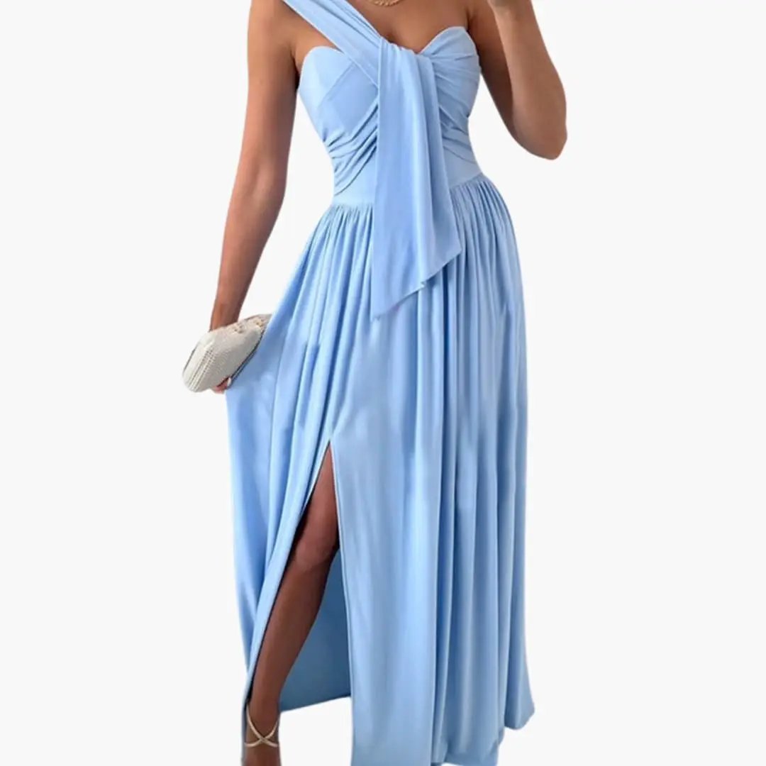 Women’s One-Shoulder Dress with Asymmetrical Hem