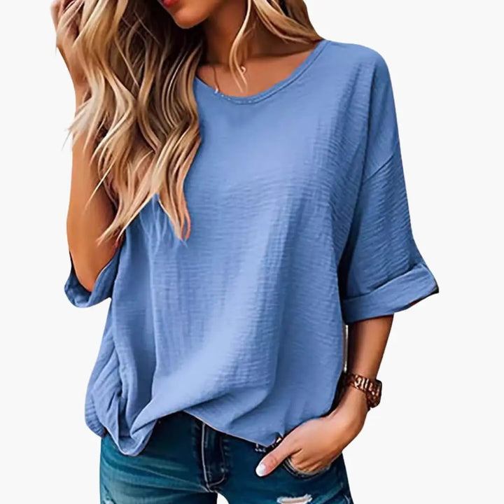 Women’s Oversized Textured Crew Neck Short Sleeve T-Shirt