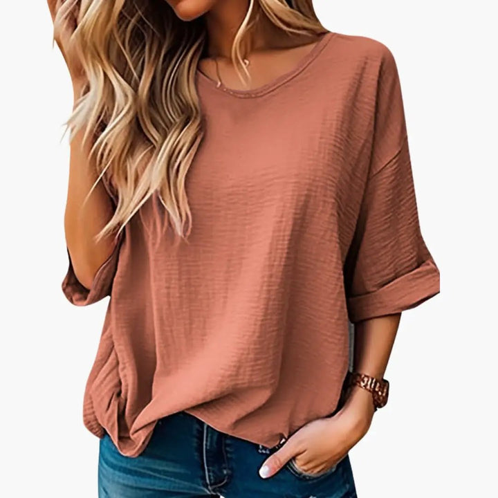 Women’s Oversized Textured Crew Neck Short Sleeve T-Shirt