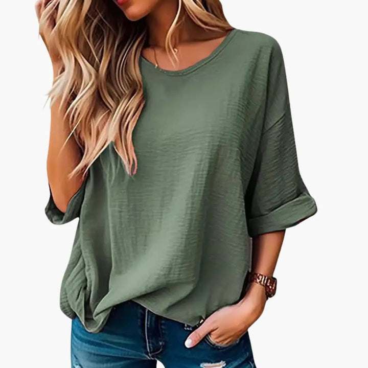 Women’s Oversized Textured Crew Neck Short Sleeve T-Shirt
