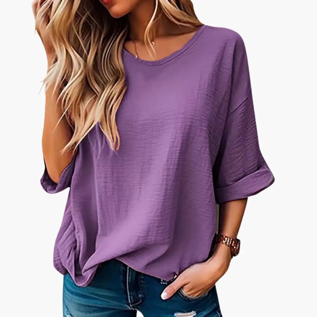 Women’s Oversized Textured Crew Neck Short Sleeve T-Shirt