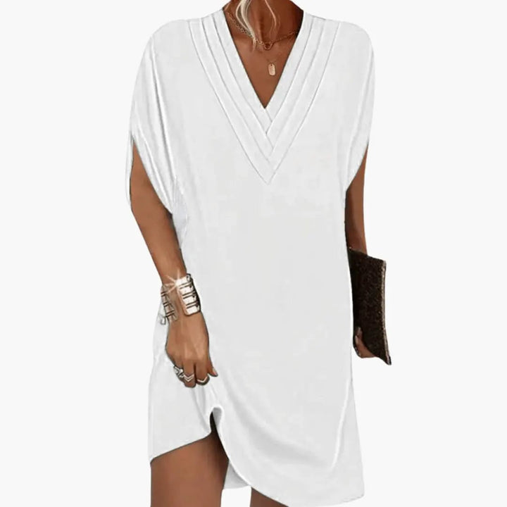 Women’s Oversized V - Neck Summer Dress with Loose Fit