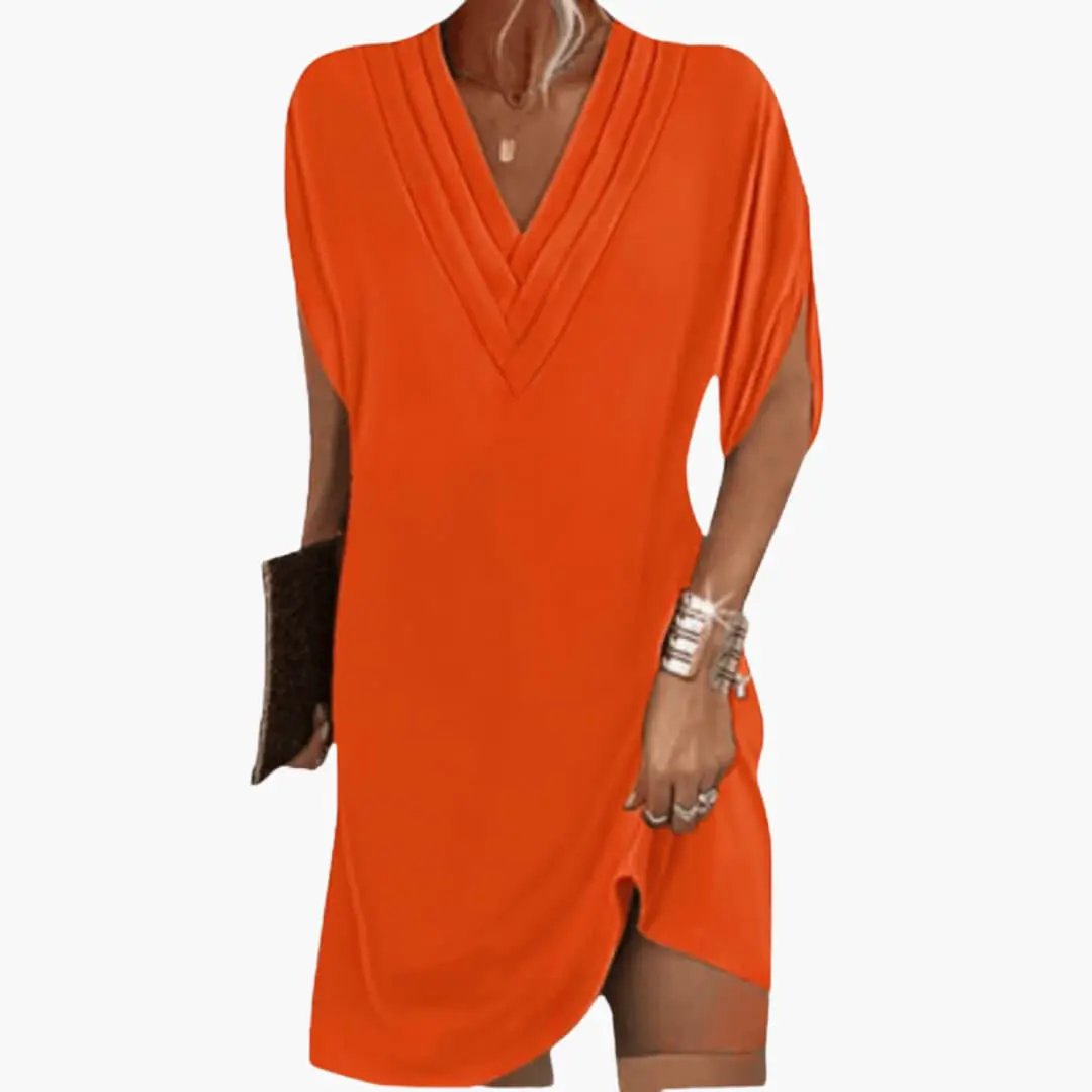 Women’s Oversized V - Neck Summer Dress with Loose Fit