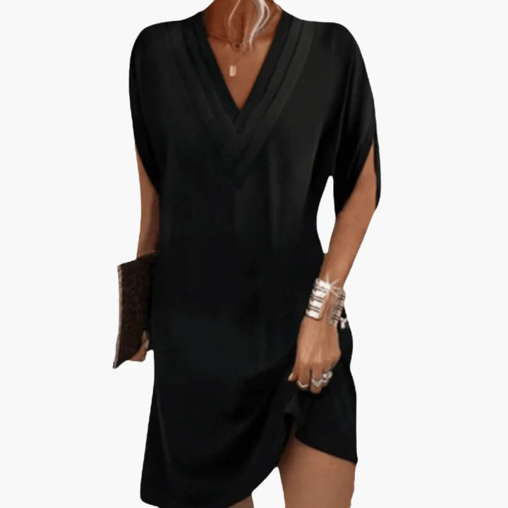Women’s Oversized V - Neck Summer Dress with Loose Fit