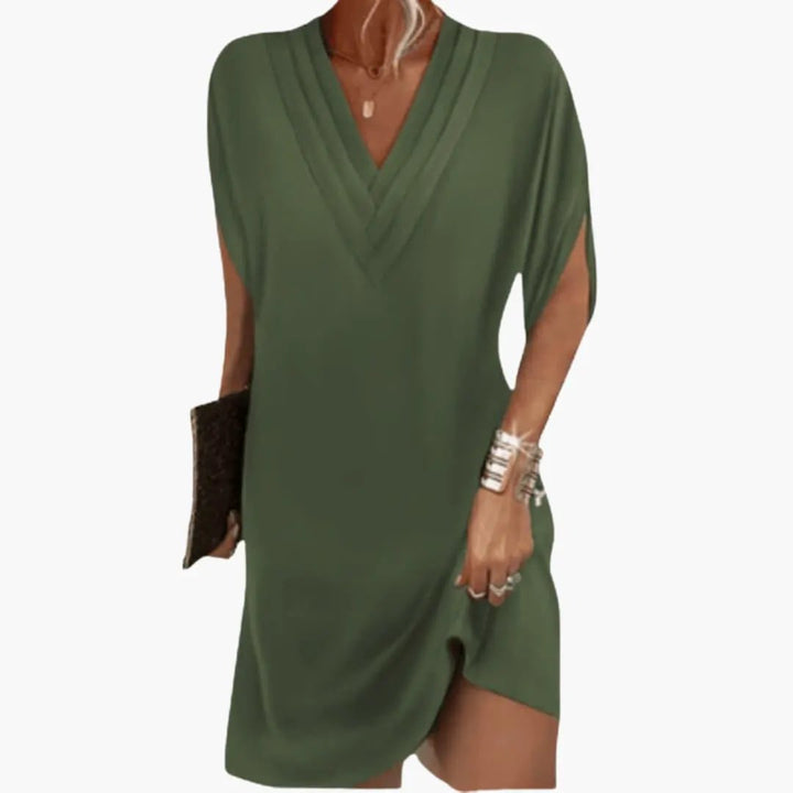 Women’s Oversized V - Neck Summer Dress with Loose Fit