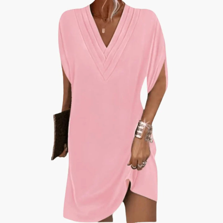 Women’s Oversized V - Neck Summer Dress with Loose Fit