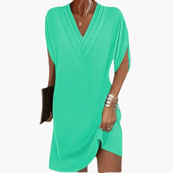 Women’s Oversized V - Neck Summer Dress with Loose Fit