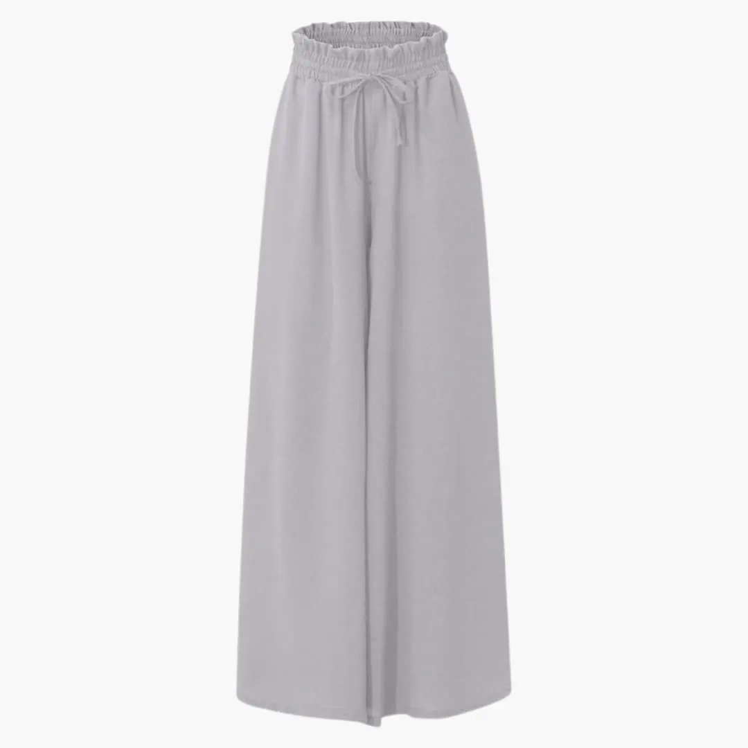 Women's Palazzo Pants with Elastic Waistband and Side Pockets