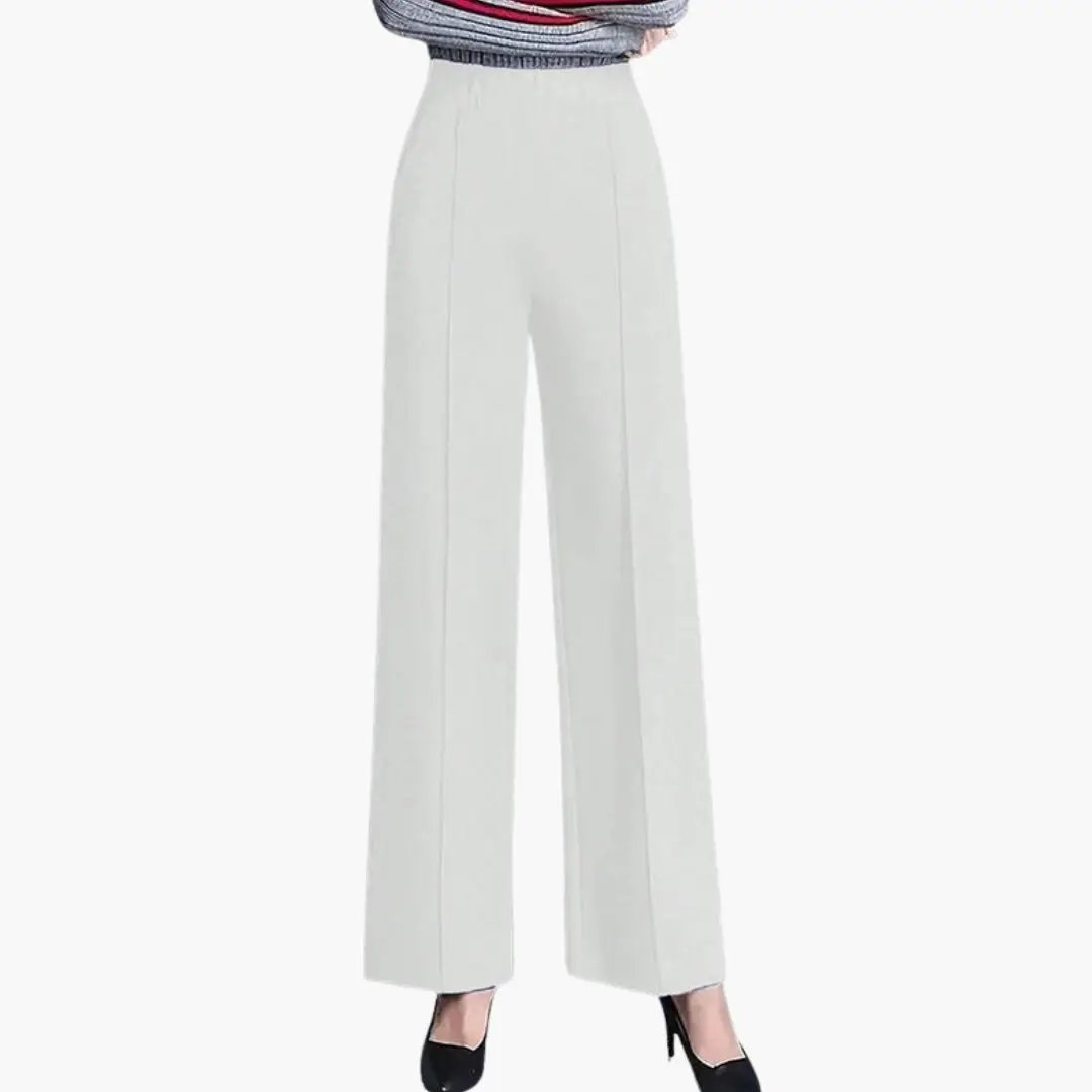 Women's Palazzo Pants with High Waist and Side Pleats