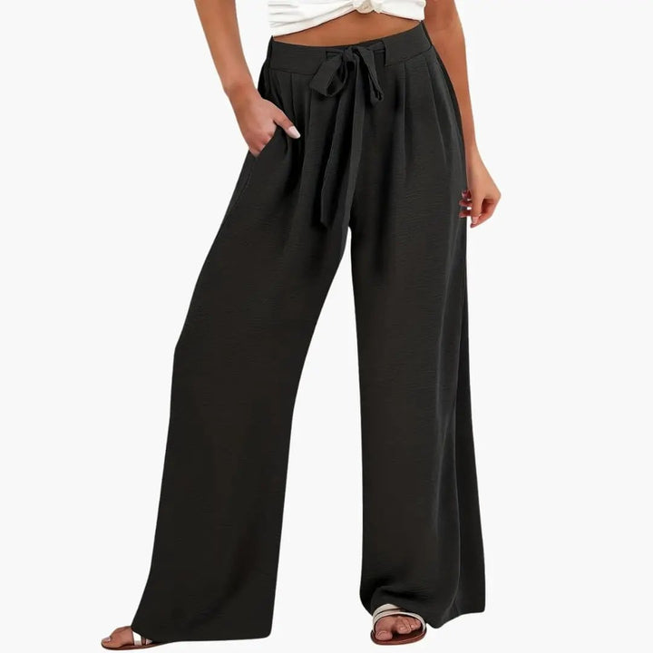 Women’s Palazzo Pants with Tie Waist and Side Pockets