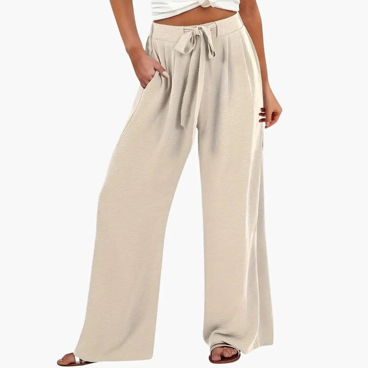 Women’s Palazzo Pants with Tie Waist and Side Pockets