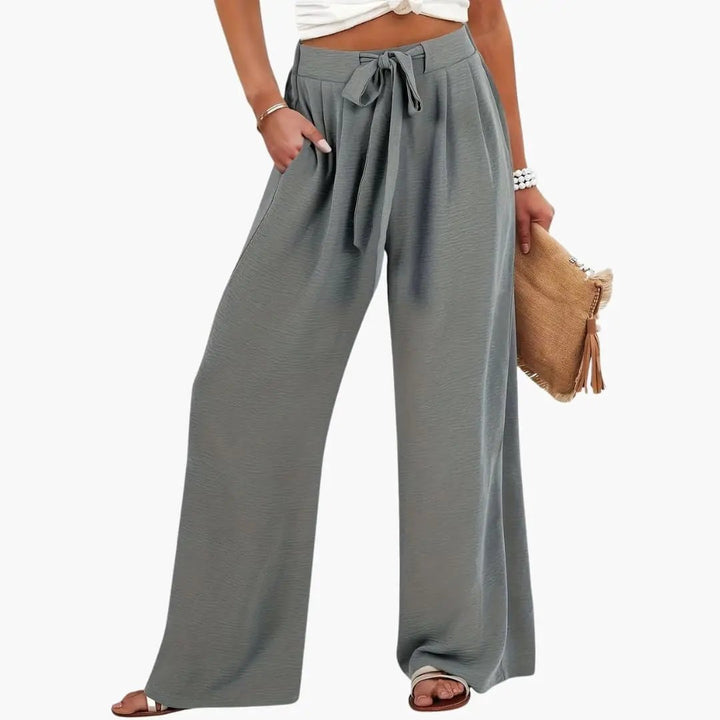 Women’s Palazzo Pants with Tie Waist and Side Pockets
