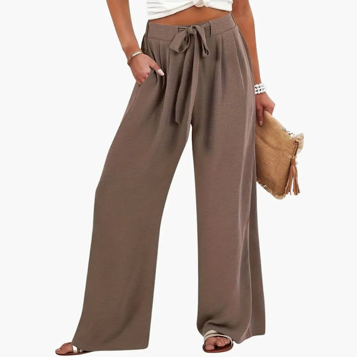 Women’s Palazzo Pants with Tie Waist and Side Pockets