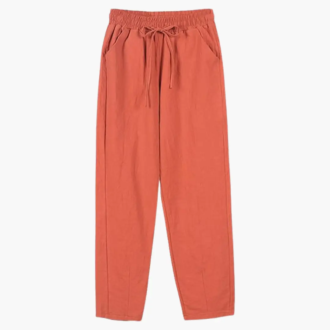 Women’s Pants with Drawstring Waist and Rolled Hem
