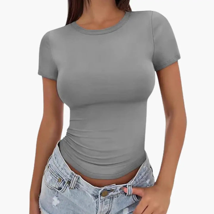 Women’s Plain Round Neck T-Shirt Regular Length Top