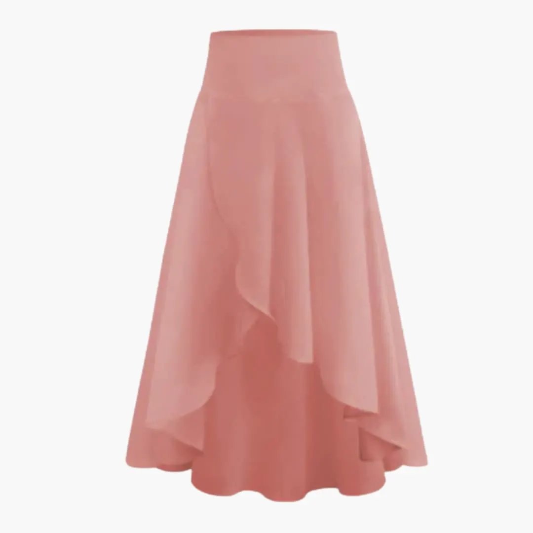 Women's Pleated Midi Skirt with Elastic Waistband