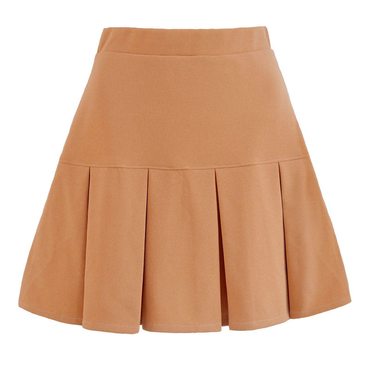 Women's Midi Skirt with Pleats and Elastic Waistband