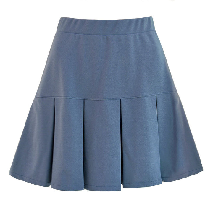 Women's Midi Skirt with Pleats and Elastic Waistband