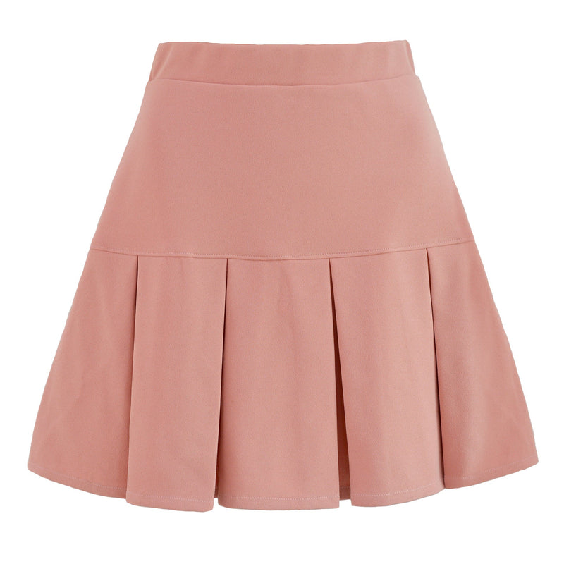 Women's Midi Skirt with Pleats and Elastic Waistband