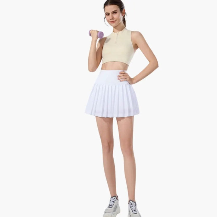 Women's Pleated Skirt with High Waist and Midi Length