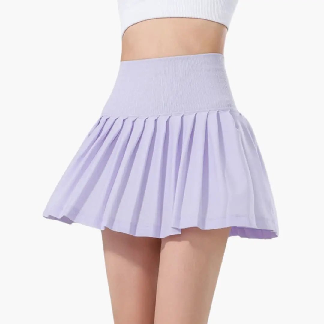 Women's Pleated Skirt with High Waist and Midi Length
