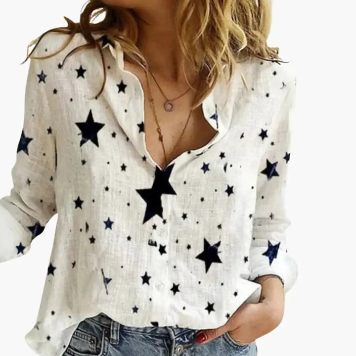 Women’s Polka Dot Print Blouse Long Sleeve Woven Top
