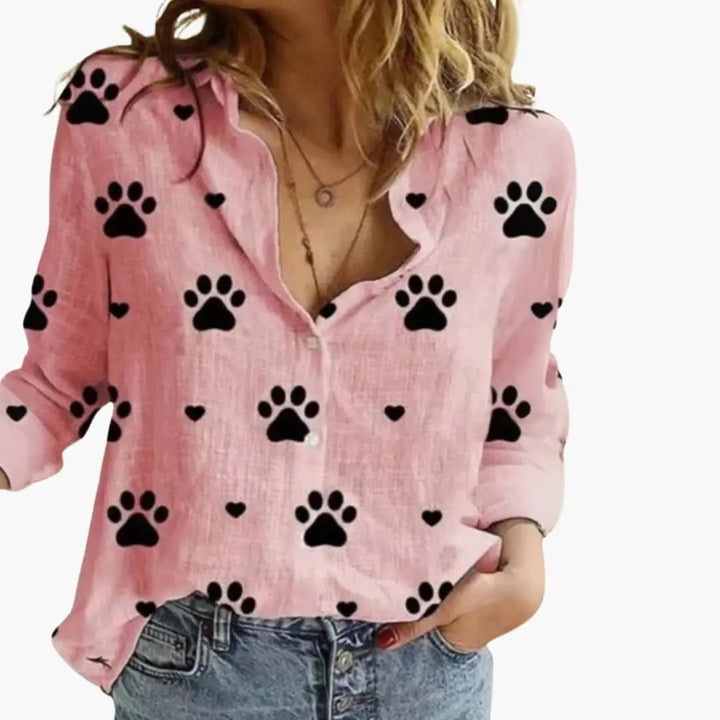 Women’s Polka Dot Print Blouse Long Sleeve Woven Top