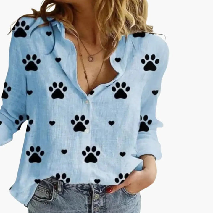 Women’s Polka Dot Print Blouse Long Sleeve Woven Top