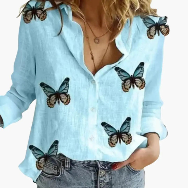 Women’s Polka Dot Print Blouse Long Sleeve Woven Top
